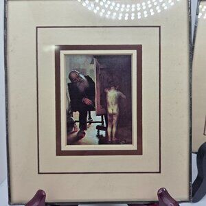 Vintage Small Paul Peel Art Print Titled The Tired Model Canadian Framed Matted